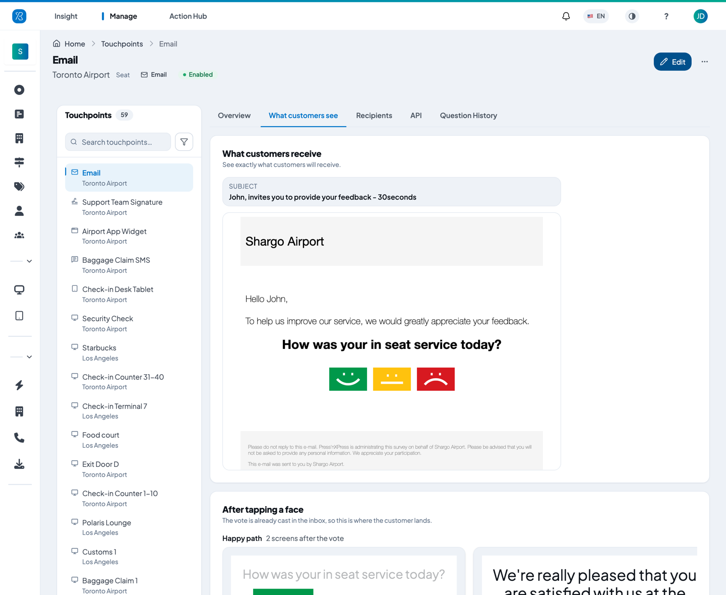What customers receive The What customers see tab, with the subject line and the email
