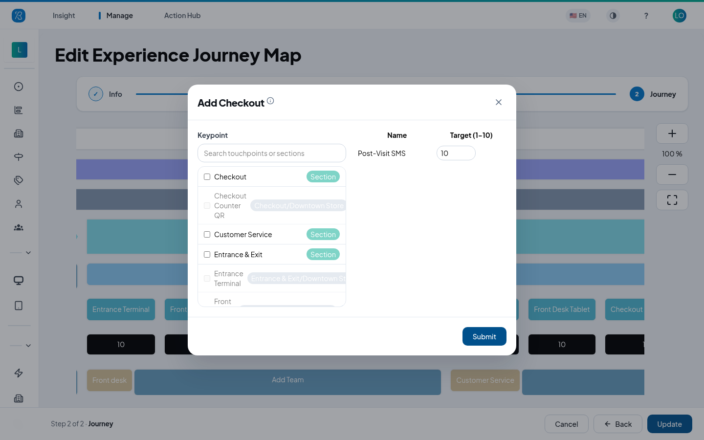 Attaching a touchpoint to a step