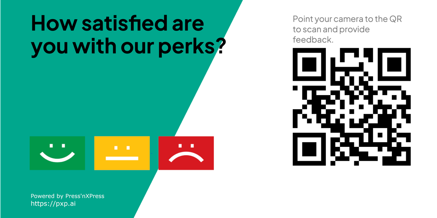 Wide label Printed wide label with headline, smileys and QR code