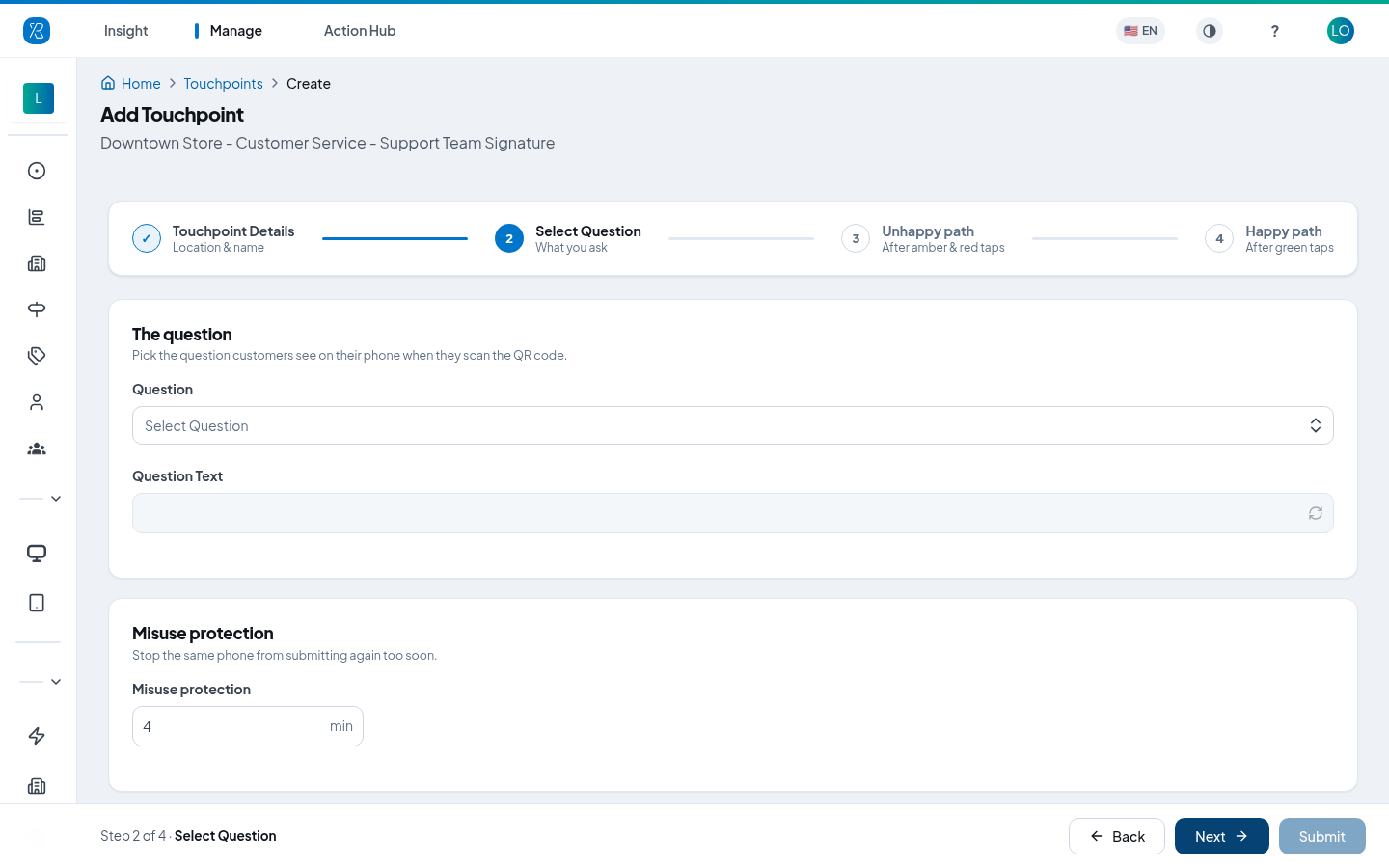 Select Question Select Question step with misuse protection