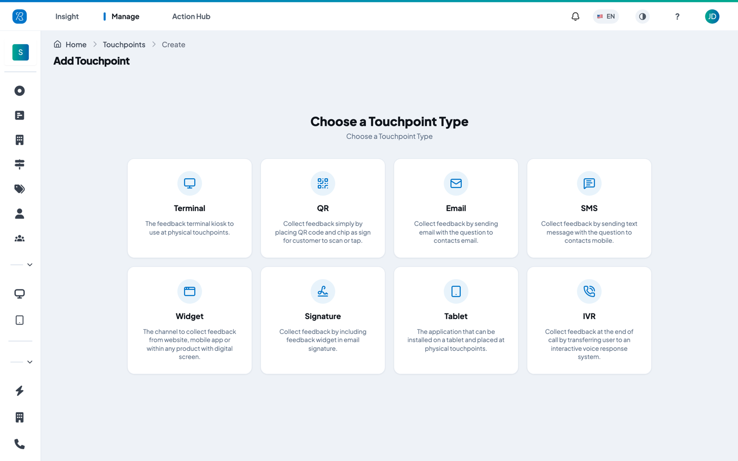 Choose a touchpoint type Choose a touchpoint type