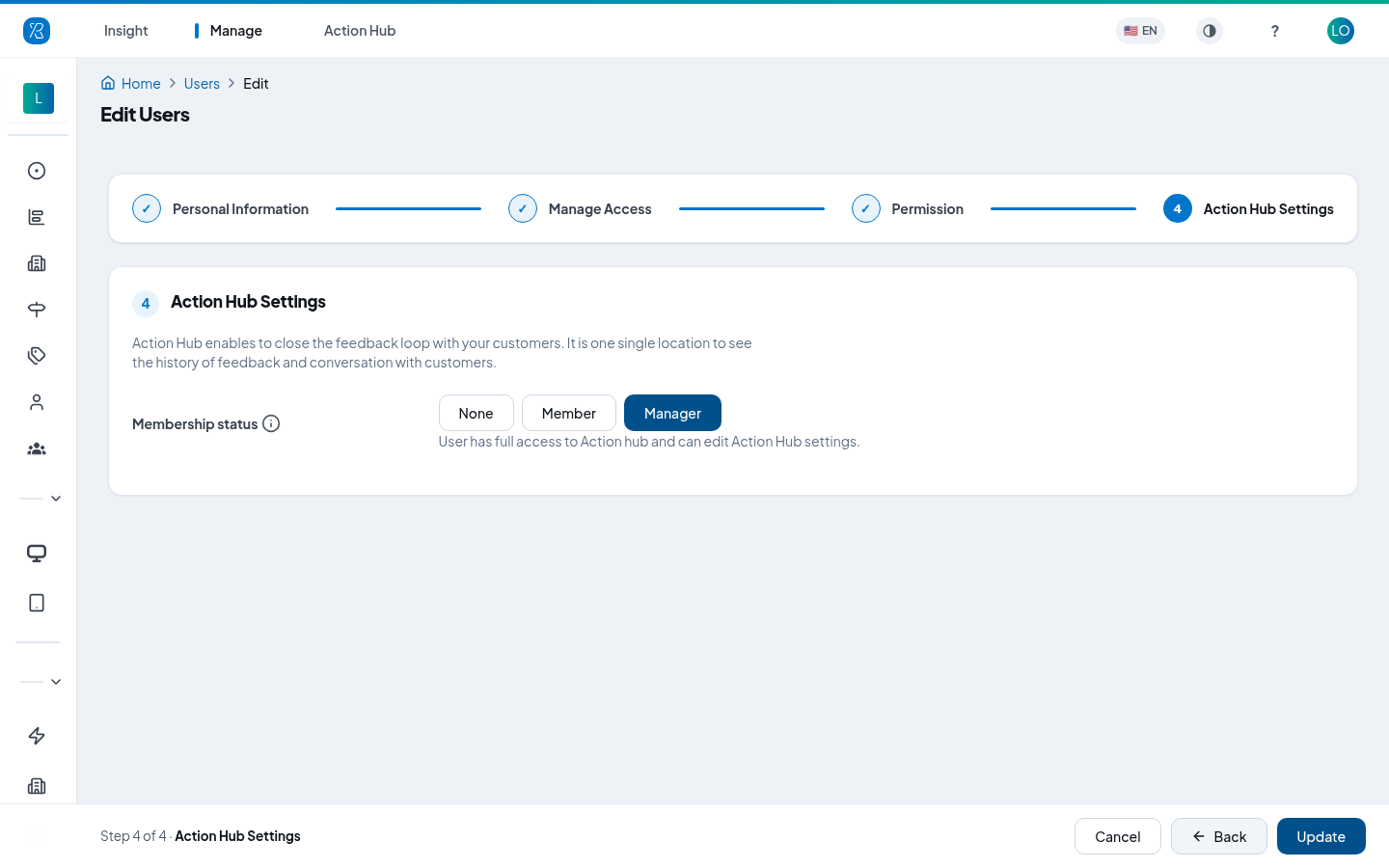 Action Hub Settings