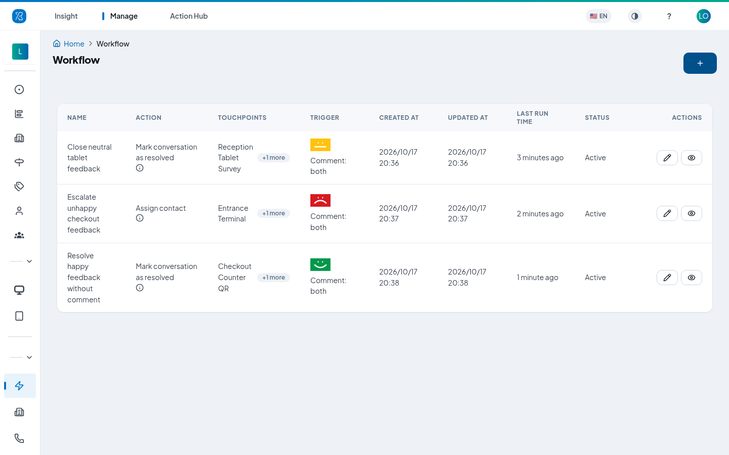 Workflow list Workflow list