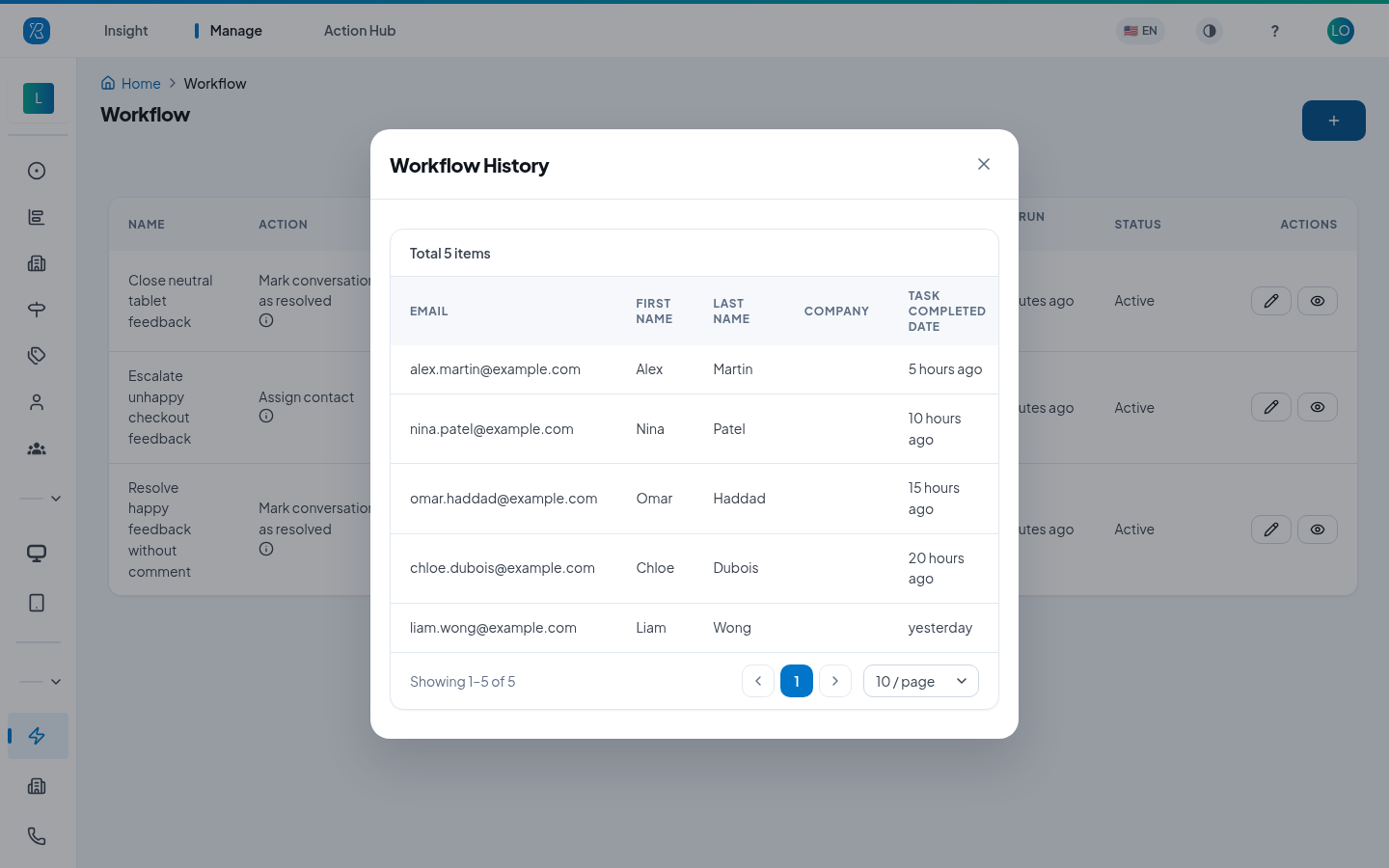 Workflow history Workflow history